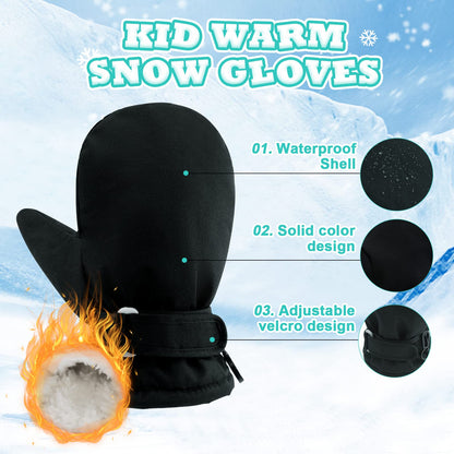 BAVST Baby Winter Waterproof Gloves Toddler Boys Girls Ski Snow Mittens Kids Fleeced Lined Warm Gloves (Black, M(1-2 Years)) 🍁 All In One Marketplace Canada