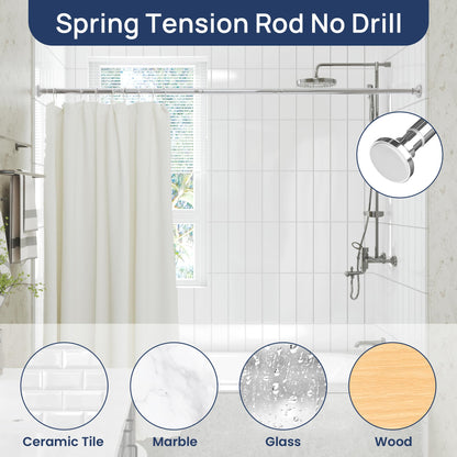 Shower Curtain Rod 30 to 76 Inches, 1 Inch Adjustable Spring Tension Stainless Steel Shower Rod No Drill for Bathroom, Closet, Window, Room Divider, Never Rust, Non Slip, Chrome