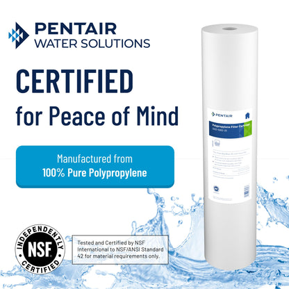Pentair Pentek DGD-5005-20 Big Blue Water Filter, 20-Inch Whole House Sediment Filter Cartridge Replacement, Dual-Gradient Density Spun Polypropylene, 20" x 4.5", 5 Micron, (Pack of 2), White