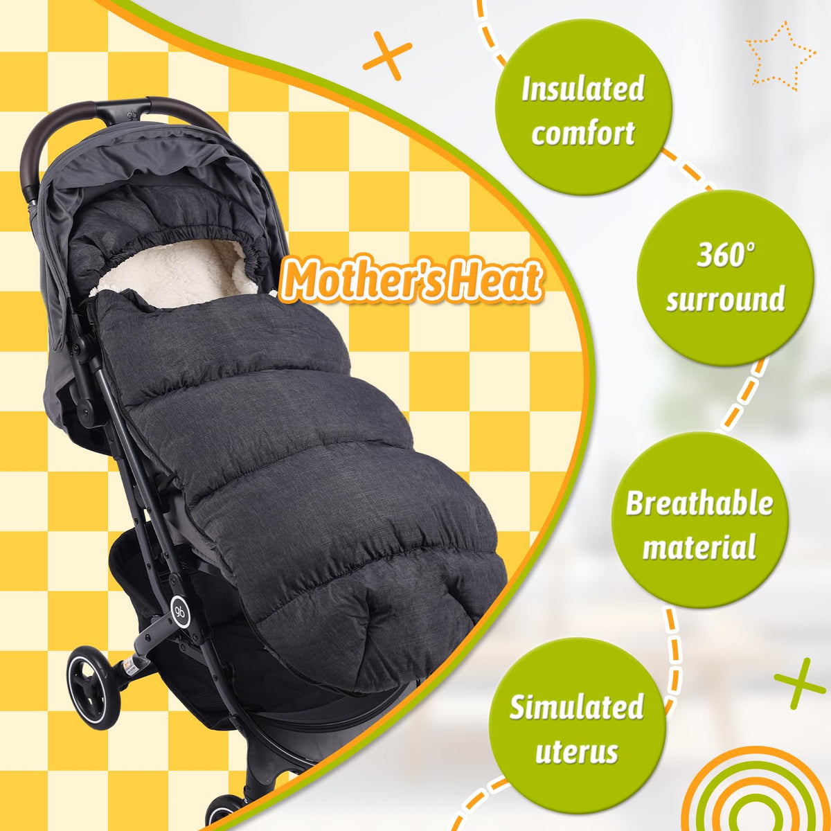 KERHAND Waterproof Winter Stroller Footmuff & Warm Bunting Bag 🍁 All In One Marketplace Canada