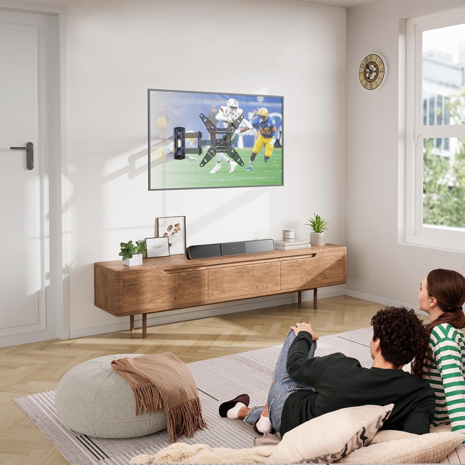 Pipishell Full Motion TV Wall Mount for 13-43 Inch LED LCD Flat Curved Screen TVs & Monitors, Max VESA 200x200mm up to 44lbs, Swivel TV Mount Wall Bracket with Rotation Swivel Tilt Extension, PISF1