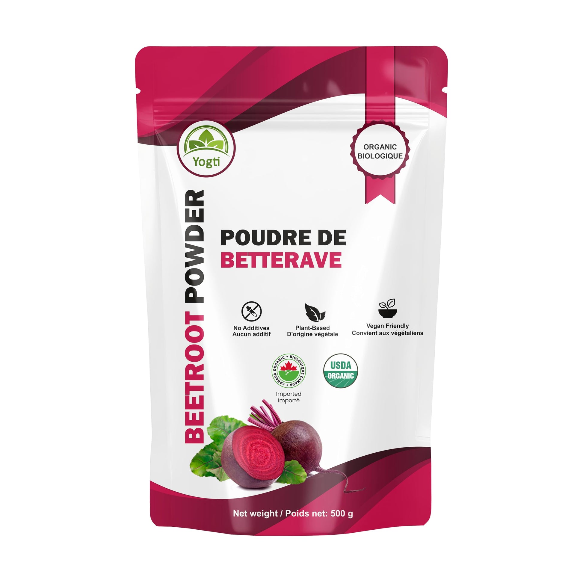 Yogti Organic Beetroot Powder 500g – Pure, Non-GMO, Vegan, Gluten-Free – Fine Red Beet Powder for Smoothies, Baking, Lattes & Natural Color – Premium Superfood Ingredient - 1 Count Yogti