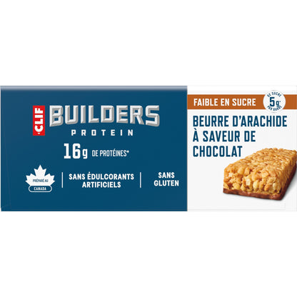Clif Builders Low Sugar Protein Bar Peanut Butter Chocolate Flavour 12 Bars BUILDERS
