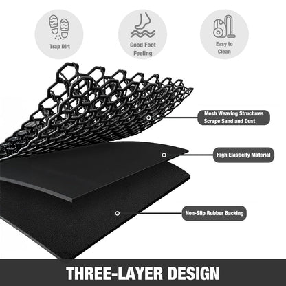 DREPKO Door Mat Waterproof Front Door Mat Outdoor, 2x3 Winter Outdoor Mat Heavy Duty Non Slip Rubber Mat, Low Profile Welcome Mat Entrance Rug for Indoor, Home, Entry and Patio, 24"x36" Black Grey 🍁 All In One Marketplace Canada