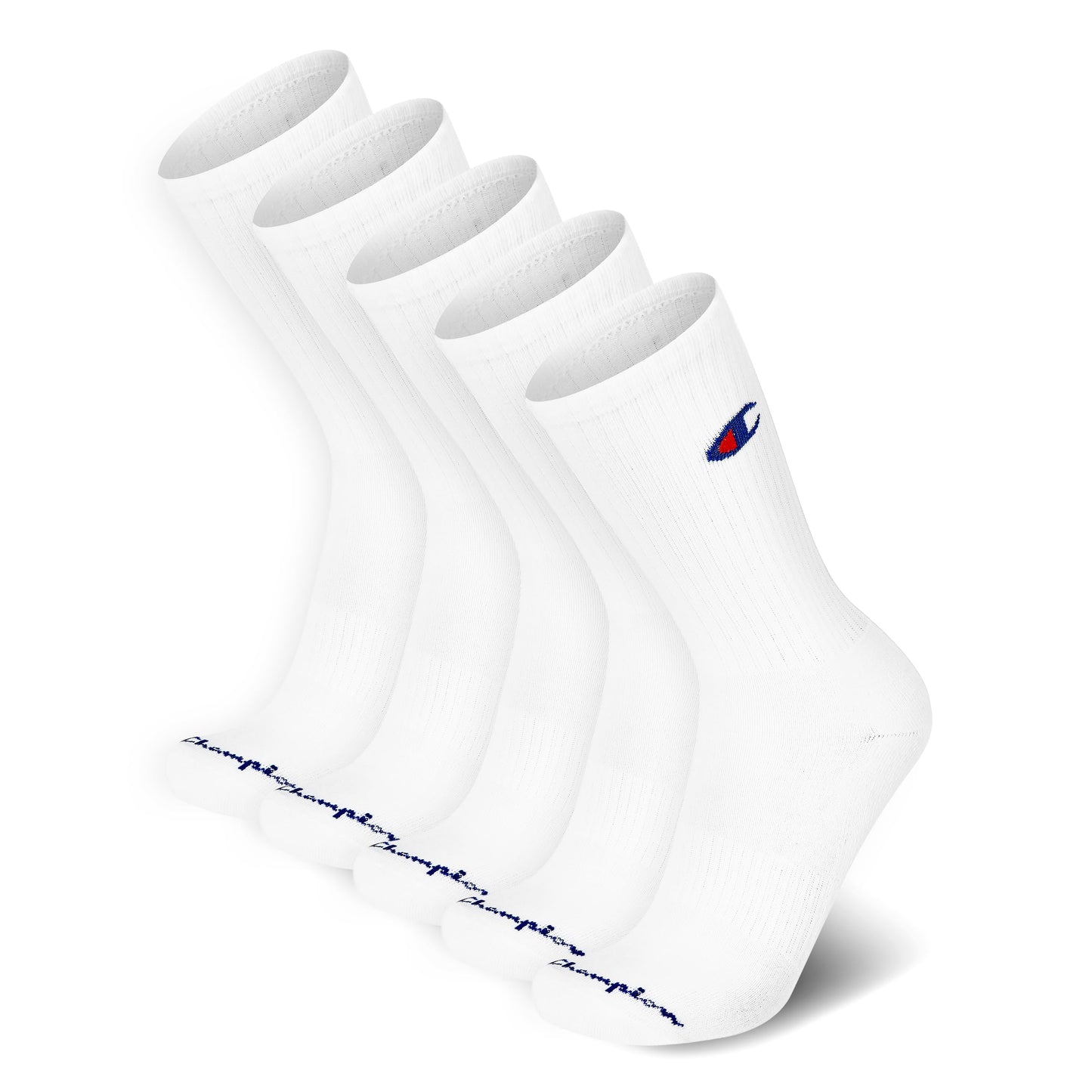 Champion Mens Men’s Crew Socks – 5 Pack Cushioned Crew Socks Moisture-wicking Breathable Reinforced Heel & Toe (Size: 6-12.5), White, 6-12 Champion