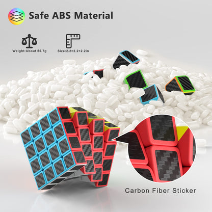 Vdealen Speed Cube Set, Puzzle Cube Bundle of 2x2x2 3x3x3 4x4x4 Pyramid Magic Cube Set, Birthday Party Christmas Stocking Stuffers Gift for Kids Teens Adults(Carbon Fiber Sticker) 🍁 All In One Marketplace Canada