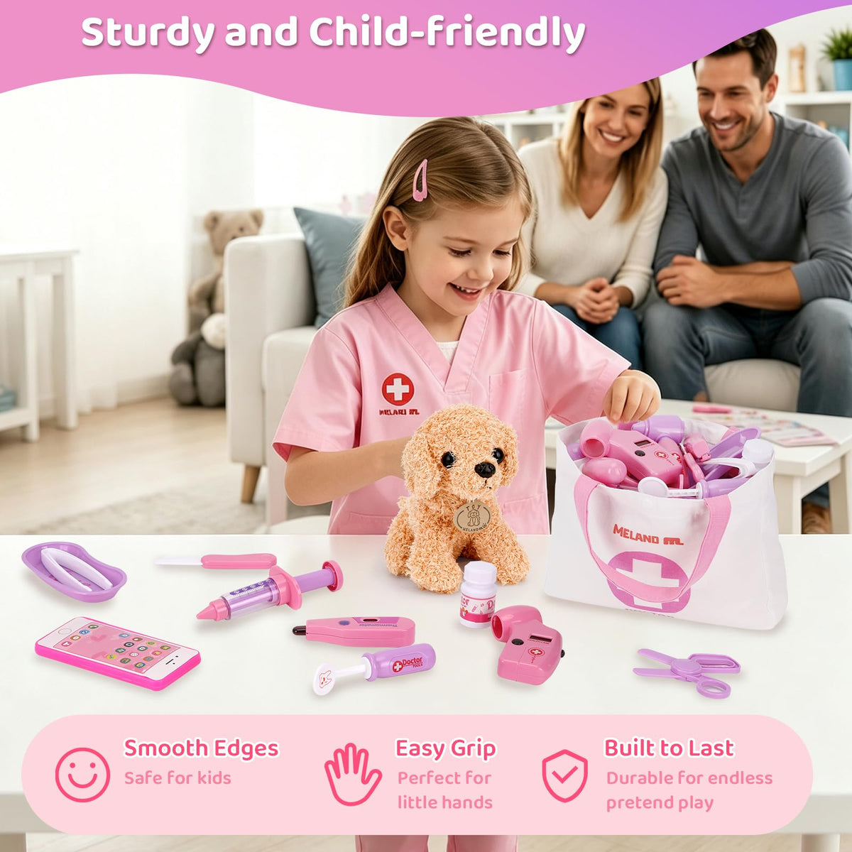 Meland Doctor Kit Kids with Dog Toys & Costume Play Set, Gift for Girls 3-6 🍁 All In One Marketplace Canada