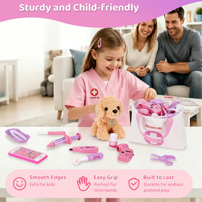 Meland Doctor Kit Kids with Dog Toys & Costume Play Set, Gift for Girls 3-6 🍁 All In One Marketplace Canada