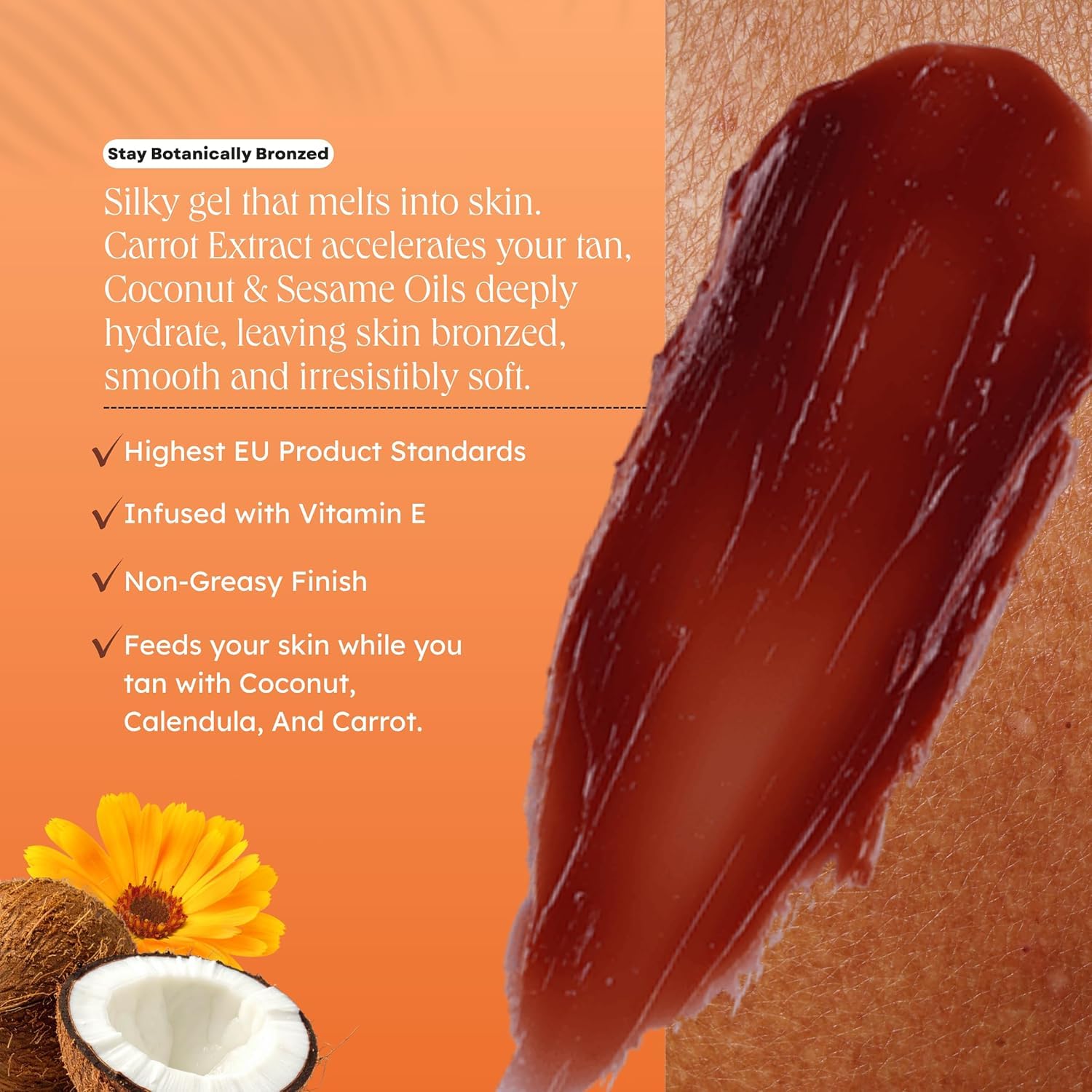 Carroten Intensive Tanning Gel | Browning Indoor/Outdoor Tan Accelerator | Non-Greasy, Water-Resistant with Carrot and Coconut Oil | Vitamin A & E For Moisture & Hydration | Made in Greece | 5 Fl Oz