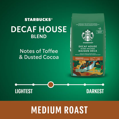 Starbucks Decaf House Blend Ground Coffee, Medium Roast, 340g (6-Pack)