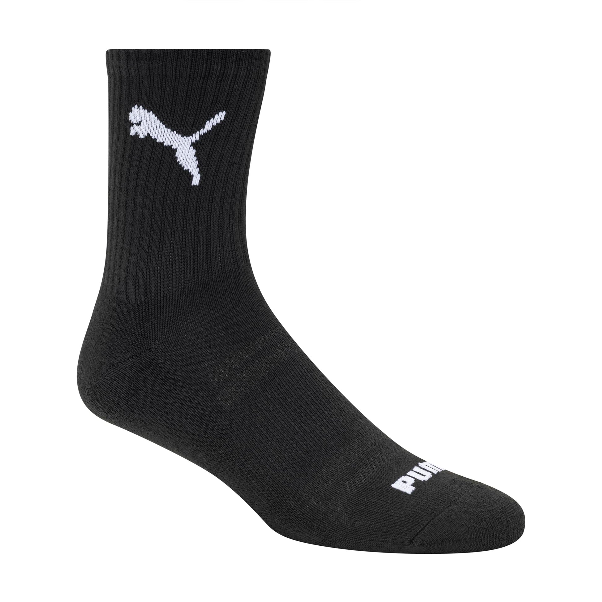 PUMA Men's 8 Pack Athletic Cushioned High Quarter Crew Socks, Black/White, 10-13 PUMA