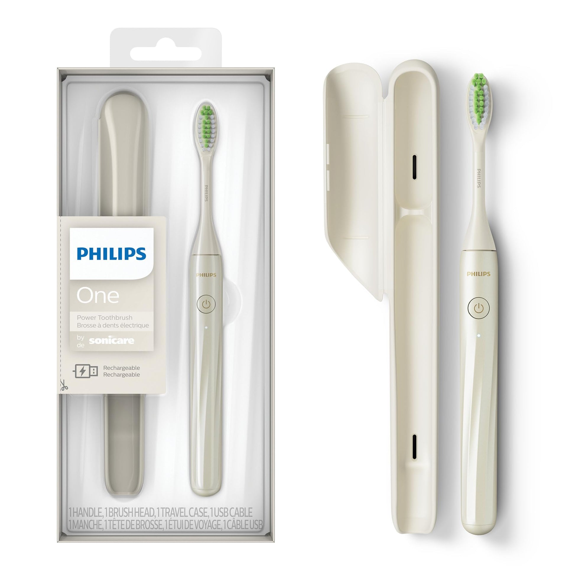Philips One by Sonicare Rechargeable Toothbrush, 1 Brush Head, White Philips Sonicare