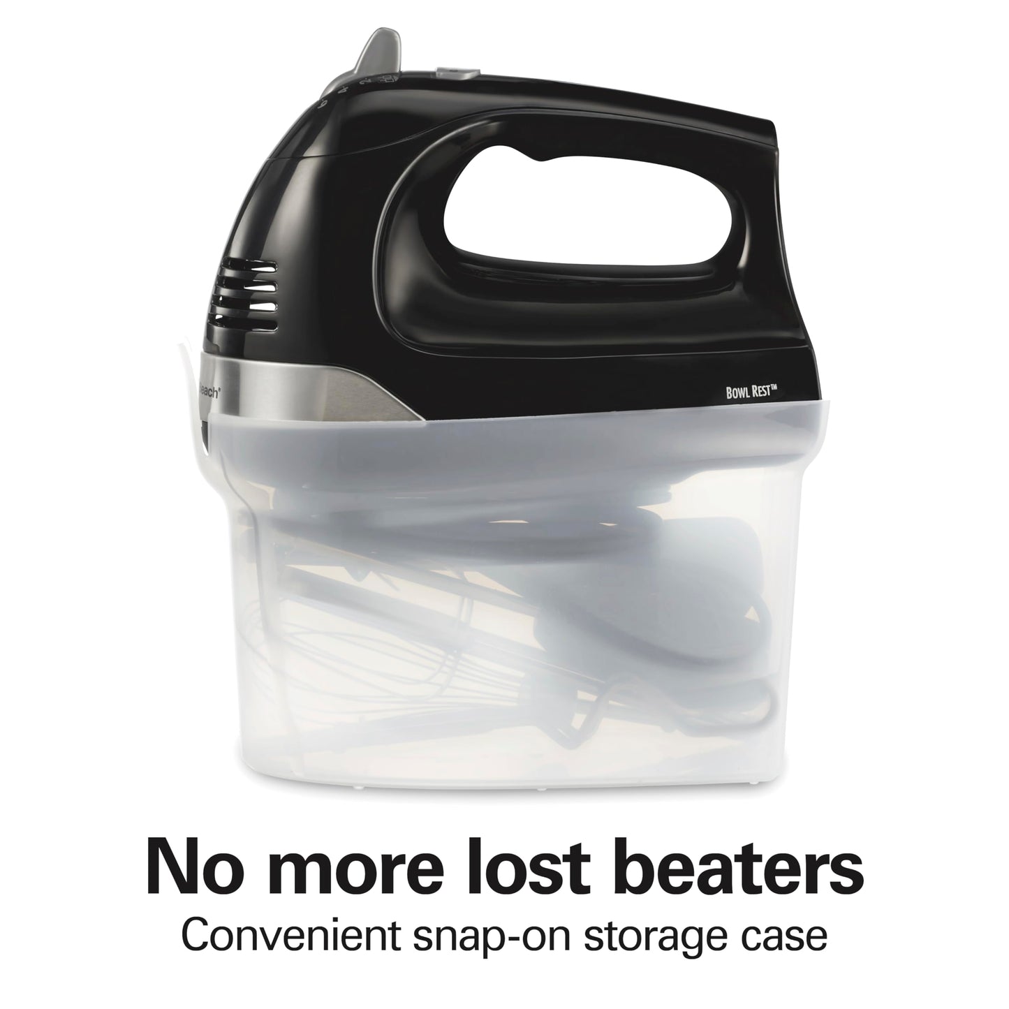 Hamilton Beach 6-Speed Electric Hand Mixer for Baking, 275W, Easy Clean Beaters, Dough Hooks, Whisk, Snap-On Storage Case, Black (62639C) Hamilton Beach