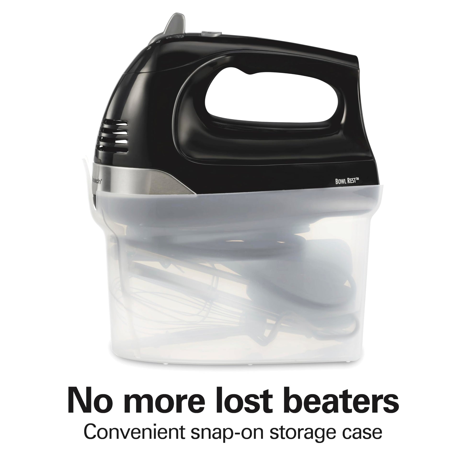 Hamilton Beach 6-Speed Electric Hand Mixer for Baking, 275W, Easy Clean Beaters, Dough Hooks, Whisk, Snap-On Storage Case, Black (62639C) Hamilton Beach