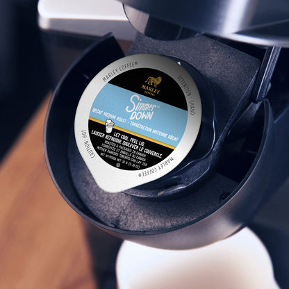 Marley Coffee Single Serve K-Cup Compatible Capsules, Simmer Down Decaf, Swiss Water Process, Medium Roast, 24 Count Marley Coffee