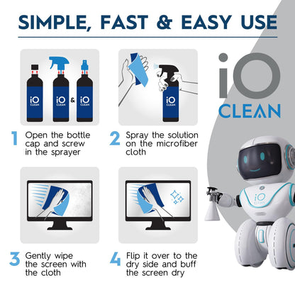 Screen Cleaner Spray (16oz) – Best Large Cleaning Kit for LCD LED OLED TV, Smartphone, iPad, Laptop, Touchscreen, Computer Monitor, Other Electronic Devices – Microfiber Cloth Wipes and 2 Nozzles
