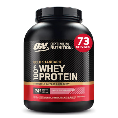 Optimum Nutrition Gold Standard 100% Whey Protein Powder, 2.270g - Strawberry - 73 servings (packaging may vary)