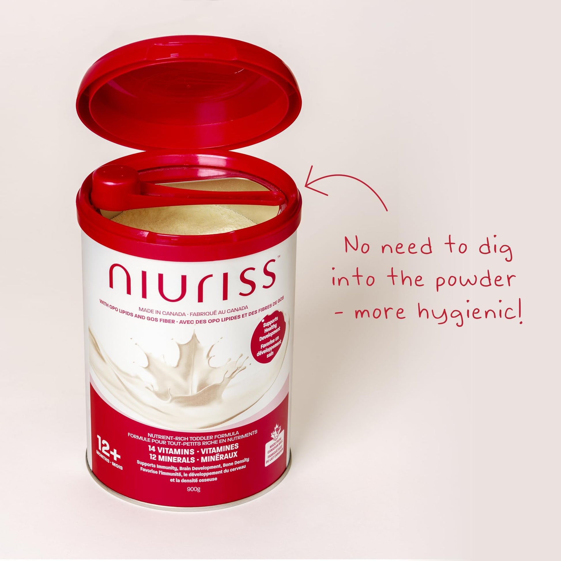 NIURISS Toddler Formula - 27 Micronutrients, OPO Lipids & GOS Fiber, Canadian Milk, Kosher & Halal Certified - 900g (12-36 months)