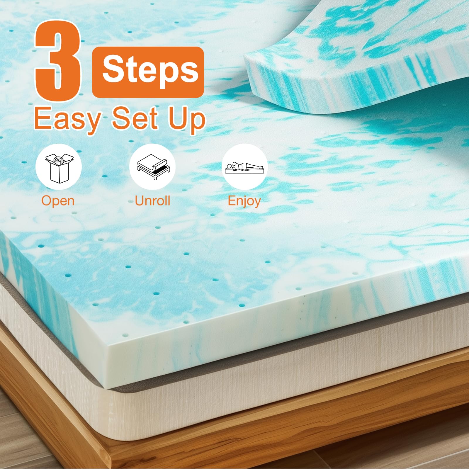 Sweetcrispy 3 Inch Twin XL Memory Foam Mattress Topper, Blue 🍁 All In One Marketplace Canada Sweetcrispy
