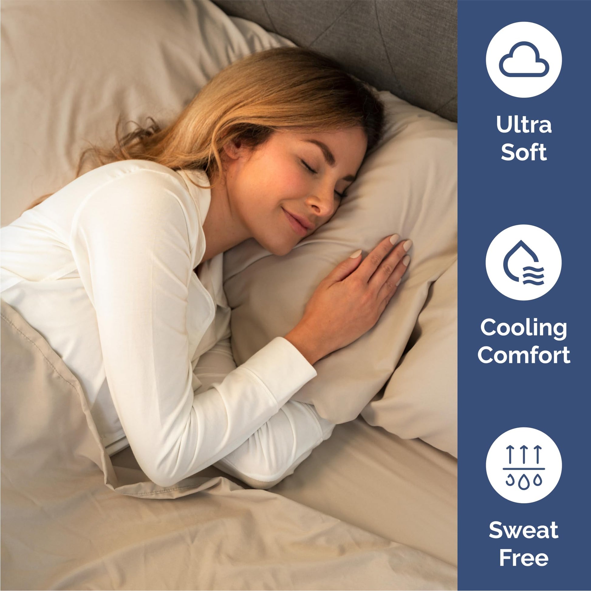 Queen Size 4 Piece Sheet Set - Comfy Breathable & Cooling Sheets - Hotel Luxury Bed Sheets for Women & Men - Deep Pockets, Easy-Fit, Extra Soft & Wrinkle Free Sheets - Cream Oeko-Tex Bed Sheet Set