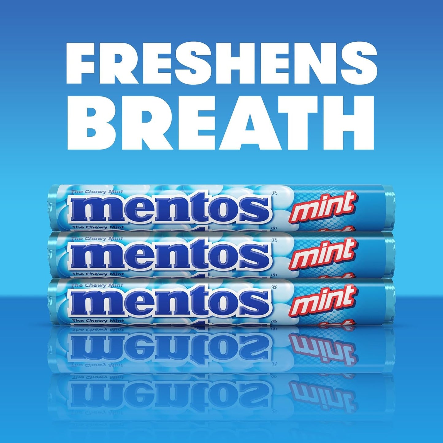 Mentos Chewy Mints, Mint - Pack of 20 Rolls (280 Pieces), 37g per roll - Available at All In One Marketplace Canada