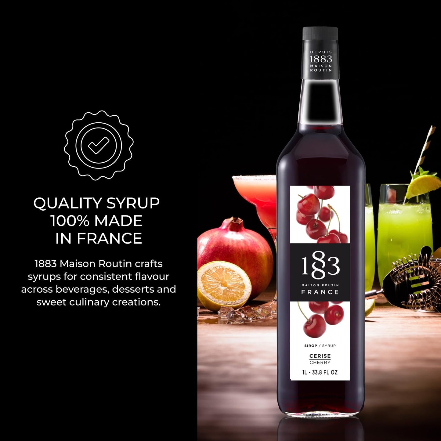 Maison Routin 1883 Cherry Syrup, Pet Bottle 1000 Milliliter 1883 MAISON ROUTIN