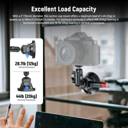 NEEWER 3" Suction Cup Camera Mount Bracket with Ball Head Magic Arm, CA104
