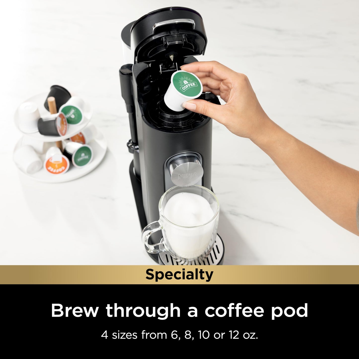 Ninja | Coffee Maker | Single Serve |Brew with Coffee Pods & Grounds| Compatible with K-Cup Coffee Pods | 4 Brew Styles, up to 24oz Cup Sizes & 56oz Removable Reservoir | Black | PB051C