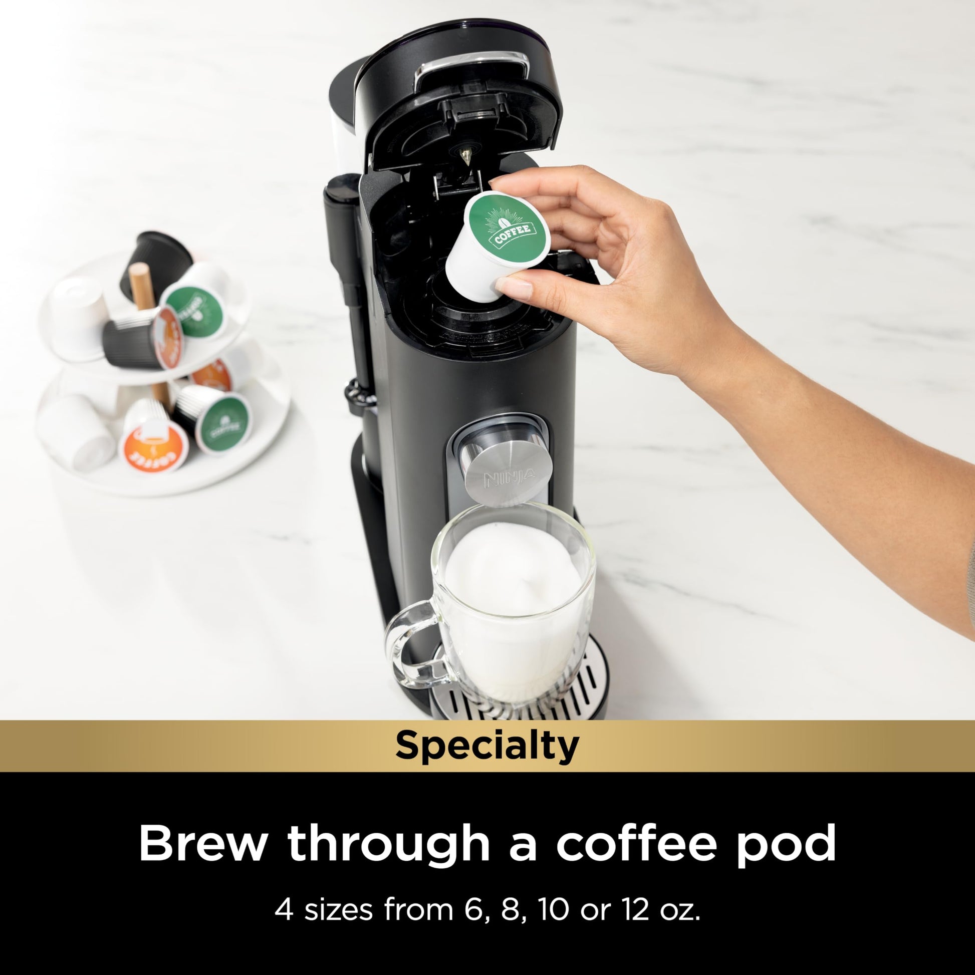 Ninja | Coffee Maker | Single Serve |Brew with Coffee Pods & Grounds| Compatible with K-Cup Coffee Pods | 4 Brew Styles, up to 24oz Cup Sizes & 56oz Removable Reservoir | Black | PB051C