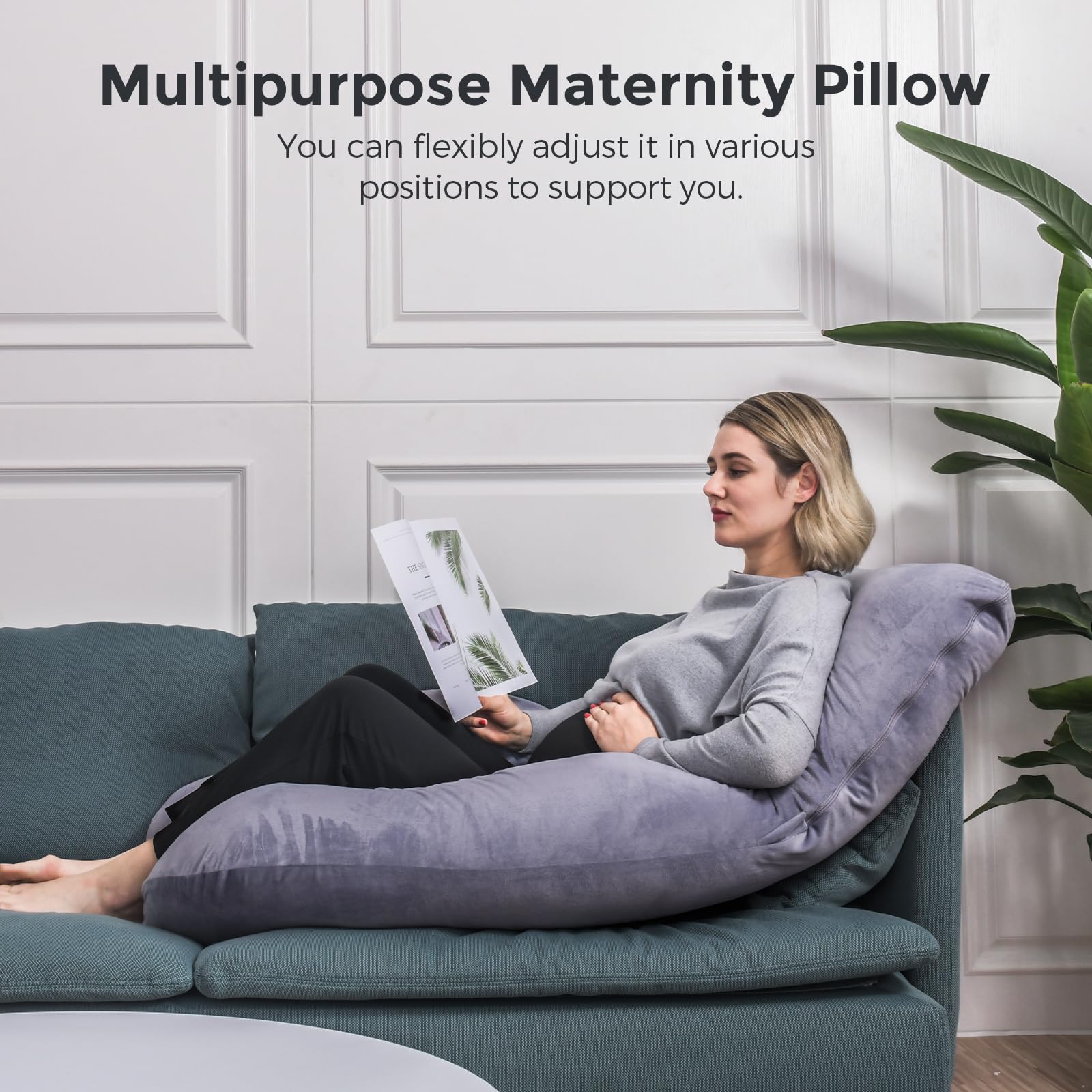 Momcozy Pregnancy Pillows for Sleeping, U Shaped Full Body Maternity Pillow with Removable Cover - Support for Back, Legs, Belly, HIPS for Pregnant Women, 57 Inch Pregnancy Pillow for Women, Grey - Available at All In One Marketplace Canada