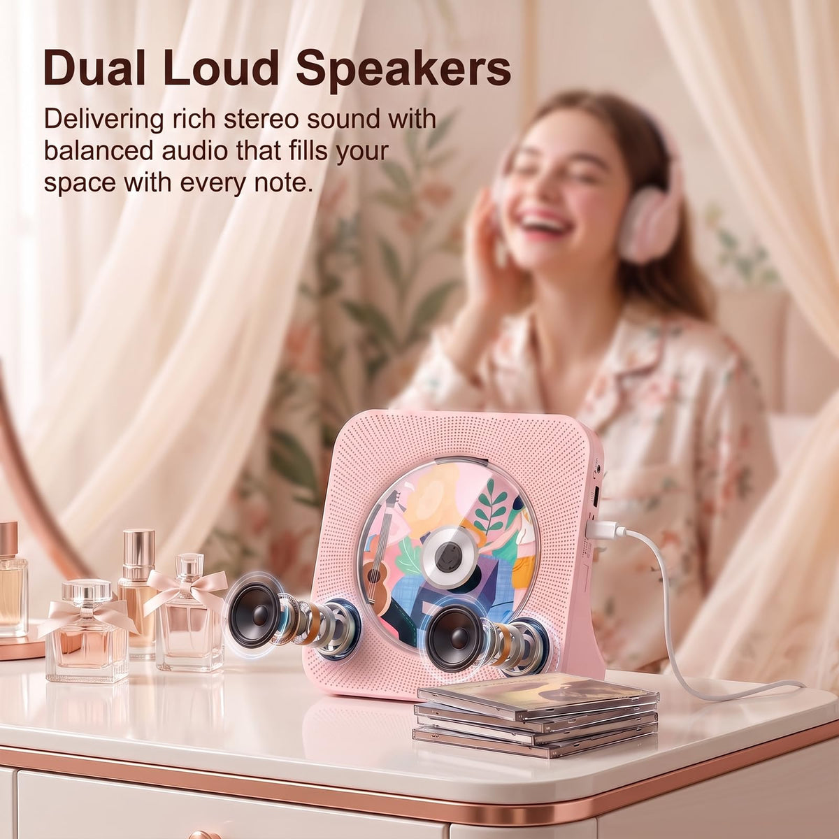 Gueray Portable CD Player with Bluetooth, Desktop CD Music Players for Home with Speakers and Remote Control, Support AUX&USB FM Radio Cool Men's Music Lovers Christmas Birthday Gifts,Cool Room Decor 🍁 All In One Marketplace Canada