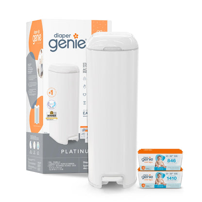 Diaper Genie Platinum Diaper Pail Gift Set, 2 Easy Roll Refills (48 Bags)