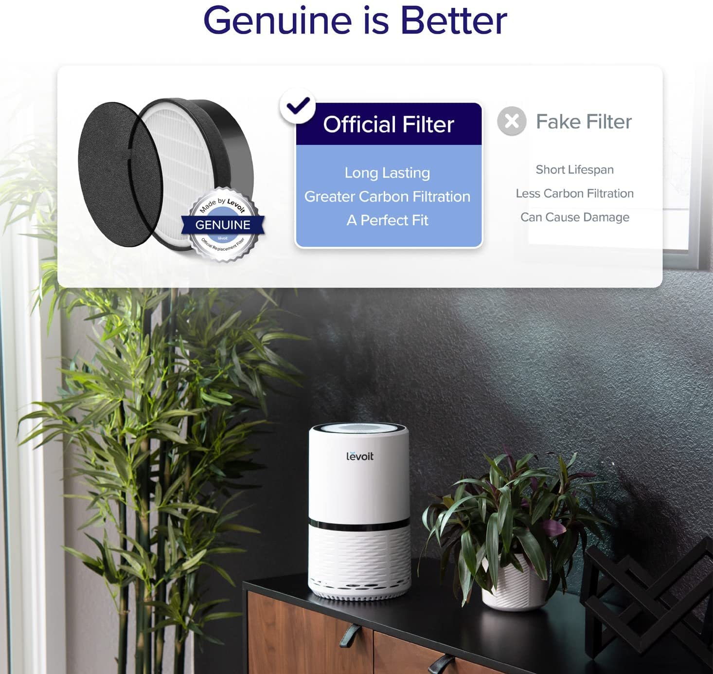 Levoit LV-H132 Air Purifier Genuine Replacement Filter, 1 Pack Levoit
