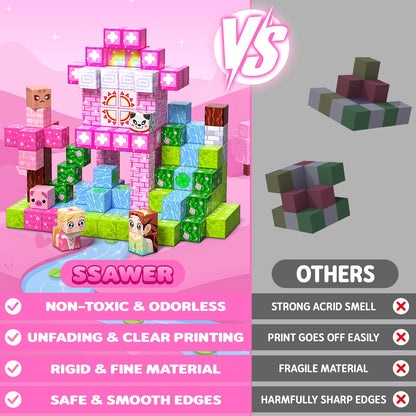 SSAWER Magnetic Blocks, 100PCS Toys Building Blocks Cubes Gifts for Girls 🍁 All In One Marketplace Canada