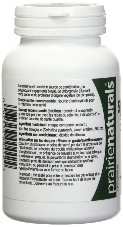 Prairie Naturals Organic Spirulina Blue Green Algae Tablets - 180 Count