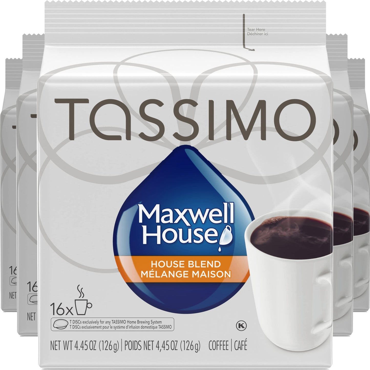 Maxwell House House Blend Medium Roast Coffee T-Discs for Tassimo – 16 Count