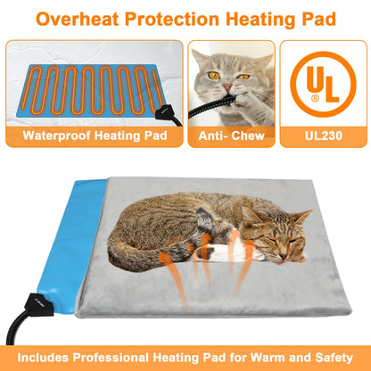 Indestructible Heated Cat House for Outside Cats Winter,Weatherproof & Insulated & Elevated Feral Cat House with Escape Door, Outdoor Indoor Cat Shelter for Stray Barn Cat 17.7×17.7×17.5 🍁 All In One Marketplace Canada