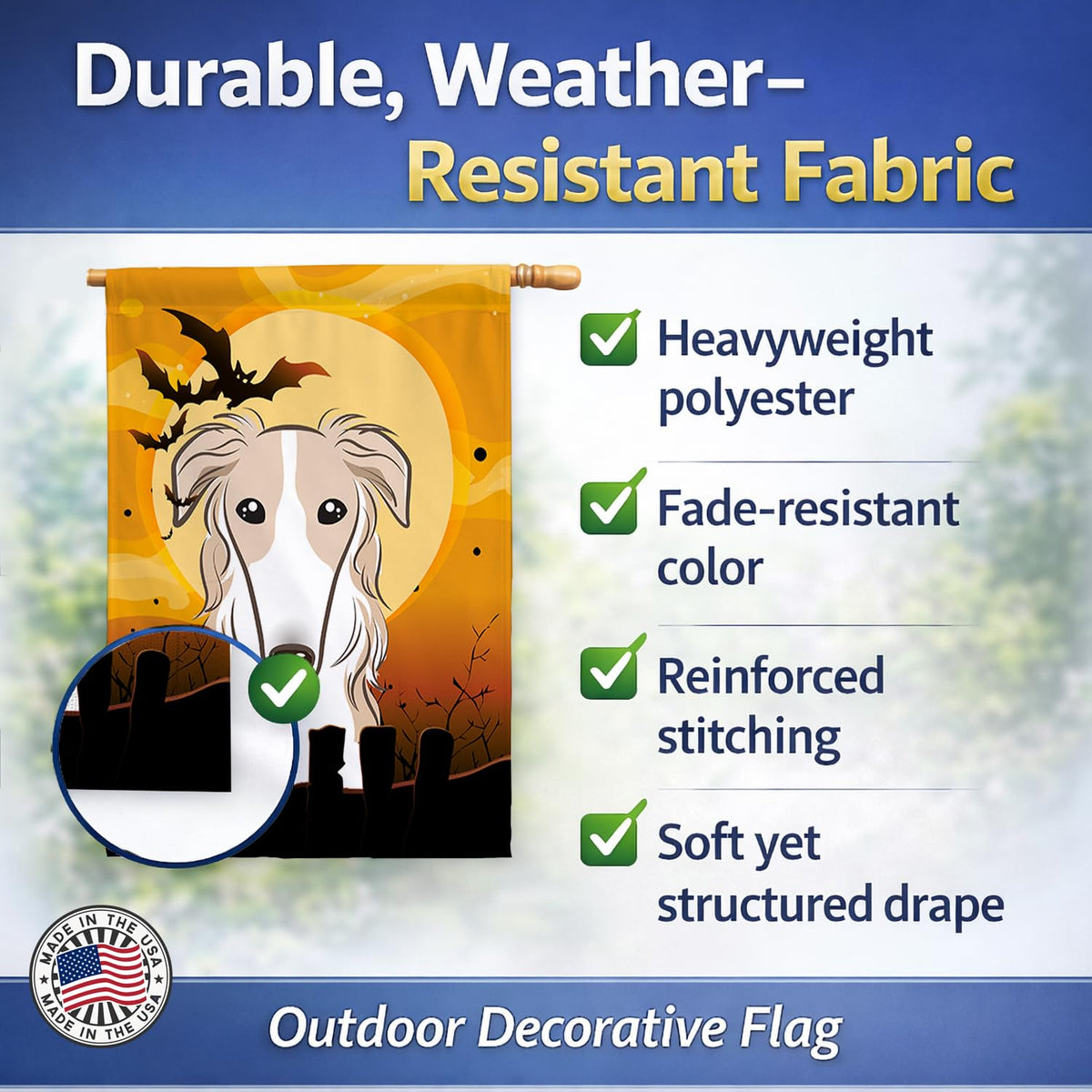Caroline's Treasures BB1786CHF Halloween Borzoi Canvas House Size Flag, Multicolor, Large