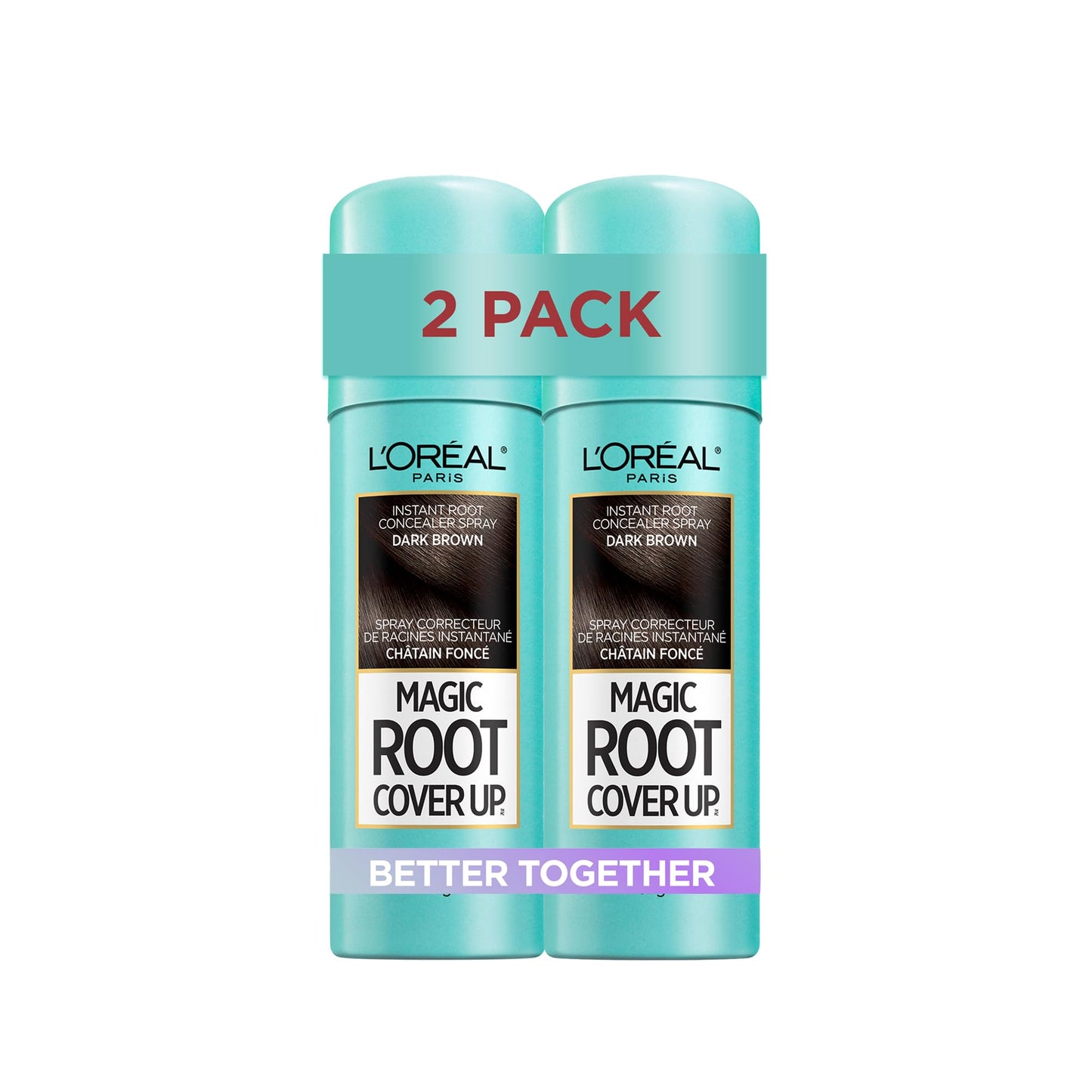 L'Oréal Paris Magic Root Cover Up Root Touch Up, Dark Brown Hair Dye, Root Touch Up Spray for Thinning Hair, Temporary Hair Dye, Grey Coverage, Pack of 2 - Available at All In One Marketplace Canada