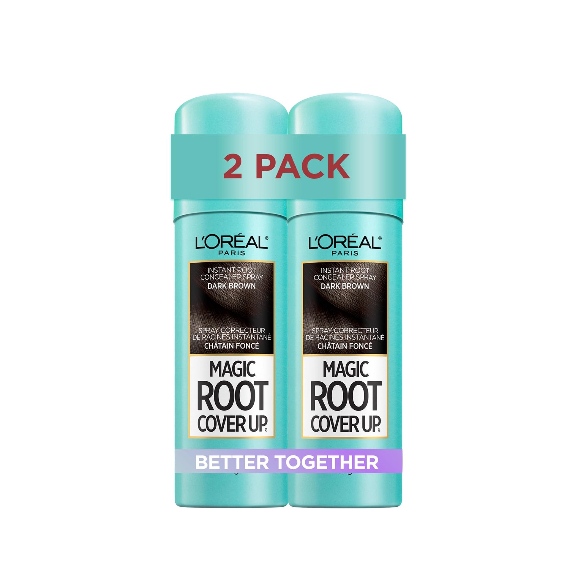 L'Oréal Paris Magic Root Cover Up Root Touch Up, Dark Brown Hair Dye, Root Touch Up Spray for Thinning Hair, Temporary Hair Dye, Grey Coverage, Pack of 2 - Available at All In One Marketplace Canada