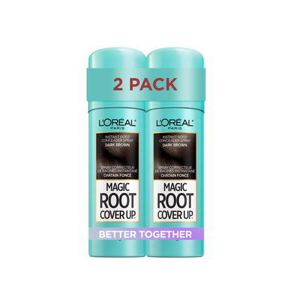 L'Oréal Paris Magic Root Cover Up Root Touch Up, Dark Brown Hair Dye, Root Touch Up Spray for Thinning Hair, Temporary Hair Dye, Grey Coverage, Pack of 2 - Available at All In One Marketplace Canada