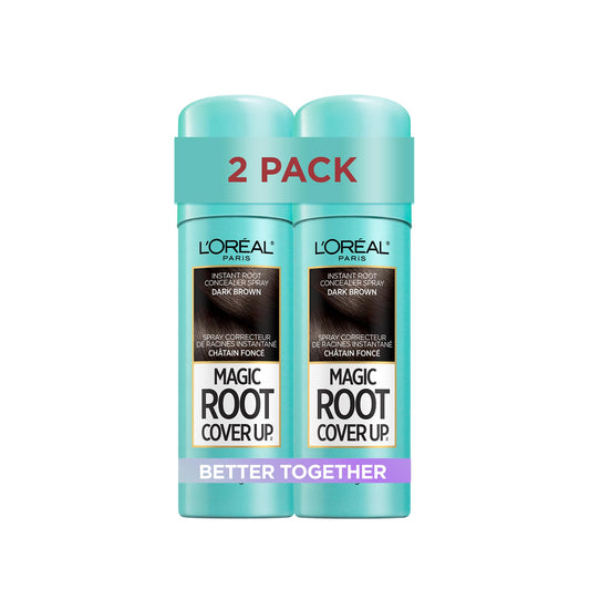 L'Oréal Paris Magic Root Cover Up Root Touch Up, Dark Brown Hair Dye, Root Touch Up Spray for Thinning Hair, Temporary Hair Dye, Grey Coverage, Pack of 2 - Available at All In One Marketplace Canada