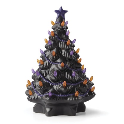 Figurine Lenox Treasured Traditions, sapin noir lumineux pour Halloween et Noël