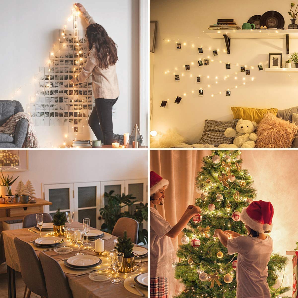 2 Pack 33ft 100 LEDs Fairy Lights Battery Operated, 8 Modes Waterproof Twinkle String Lights, Copper Wire Lights with Remote for Christmas Bedroom Indoor Garden Wedding Party Tree Decor (Warm White) 🍁 All In One Marketplace Canada