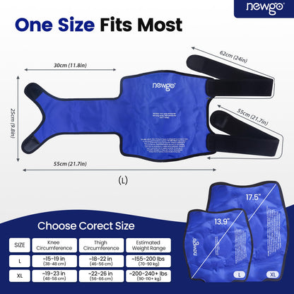 NEWGO Ice Pack for Knee Replacement Surgery, Reusable Gel Cold Pack Knee Ice Pack Wrap Around Entire Knee for Knee Injuries, Knee Ice Wrap for Pain Relief, Swelling, Bruises - Available at All In One Marketplace Canada