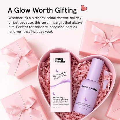 grace & stella 0.2% Retinol Serum for Face (50ml) - Restoring Retinol Serum with Hyaluronic Acid to Reduce Fine Lines, Wrinkles, Texture, Uneven Skin Tone - Anti-Aging, Hydrating, Vegan Skincare - Available at All In One Marketplace Canada
