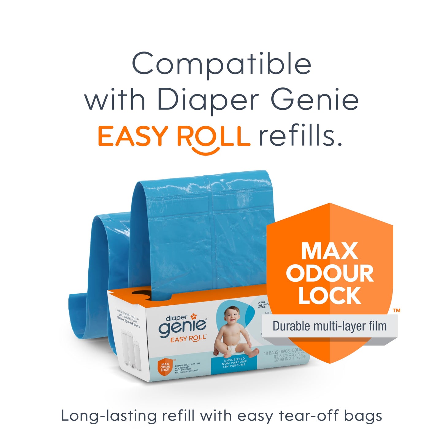 Diaper Genie Signature Pail Gift Set Includes 1 Easy Roll Refill with 30 Bags | Holds Up to 1,410 Newborn-Sized Diapers Per Refill White 🍁 All In One Marketplace Canada