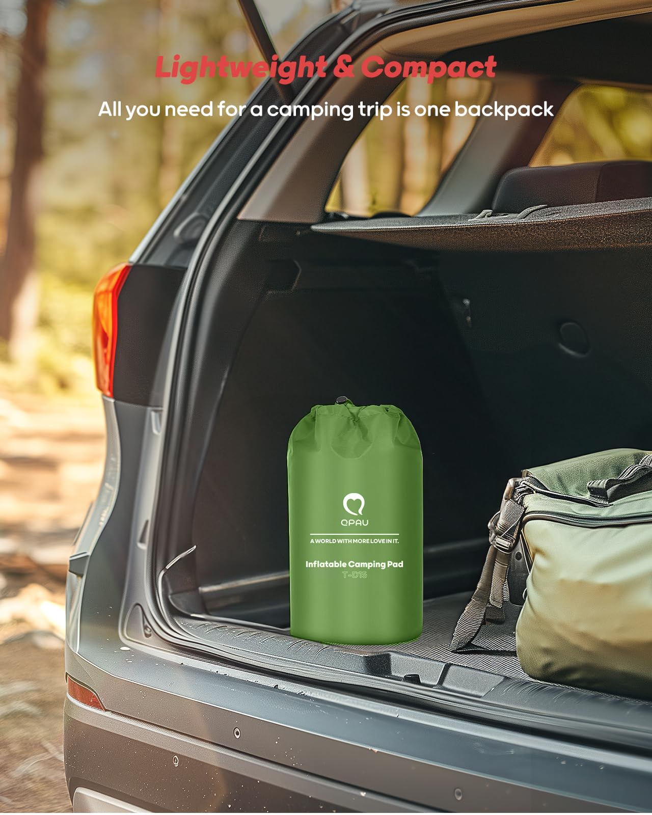QPAU Camping Sleeping Pad, 2 Person Camping Mat, Enhanced Support for Healthy, with Built-in Foot Pump, 4.7 Inch Durable Sleeping Mattress for Camping, Hiking and Home (Pine Green)