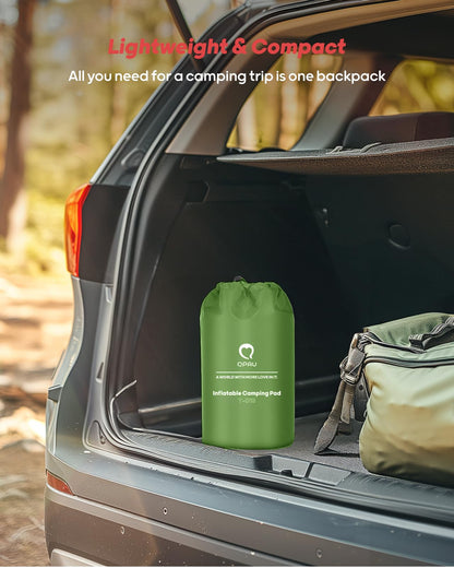 QPAU Camping Sleeping Pad, 2 Person Camping Mat, Enhanced Support for Healthy, with Built-in Foot Pump, 4.7 Inch Durable Sleeping Mattress for Camping, Hiking and Home (Pine Green)