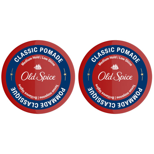 Old Spice Hair Styling Pomade for Men, Medium Hold No Shine, 126 g Total (2 Count of 63 g Each) - Available at All In One Marketplace Canada
